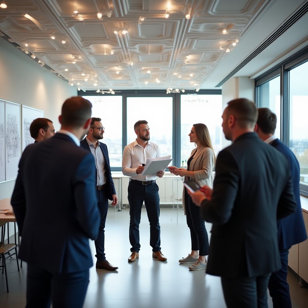Teammeeting zur Planung eines komplexen Deckenprojekts
